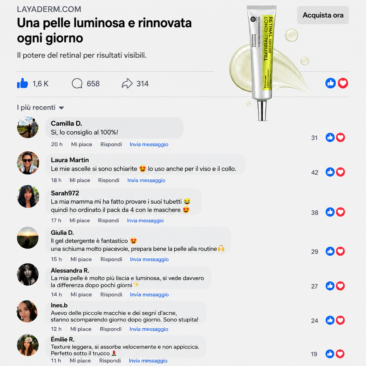 Pelle più liscia, luminosa e compatta in poche settimane.
